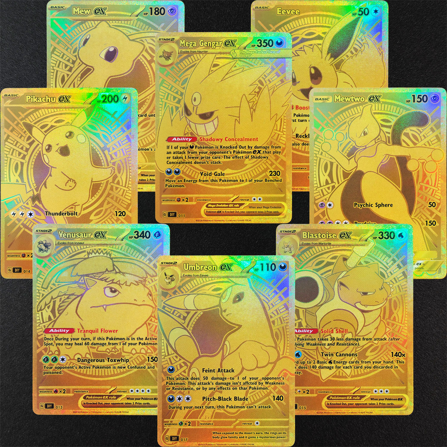Board Game English - DIY Version PTCG Pokemon English Gold