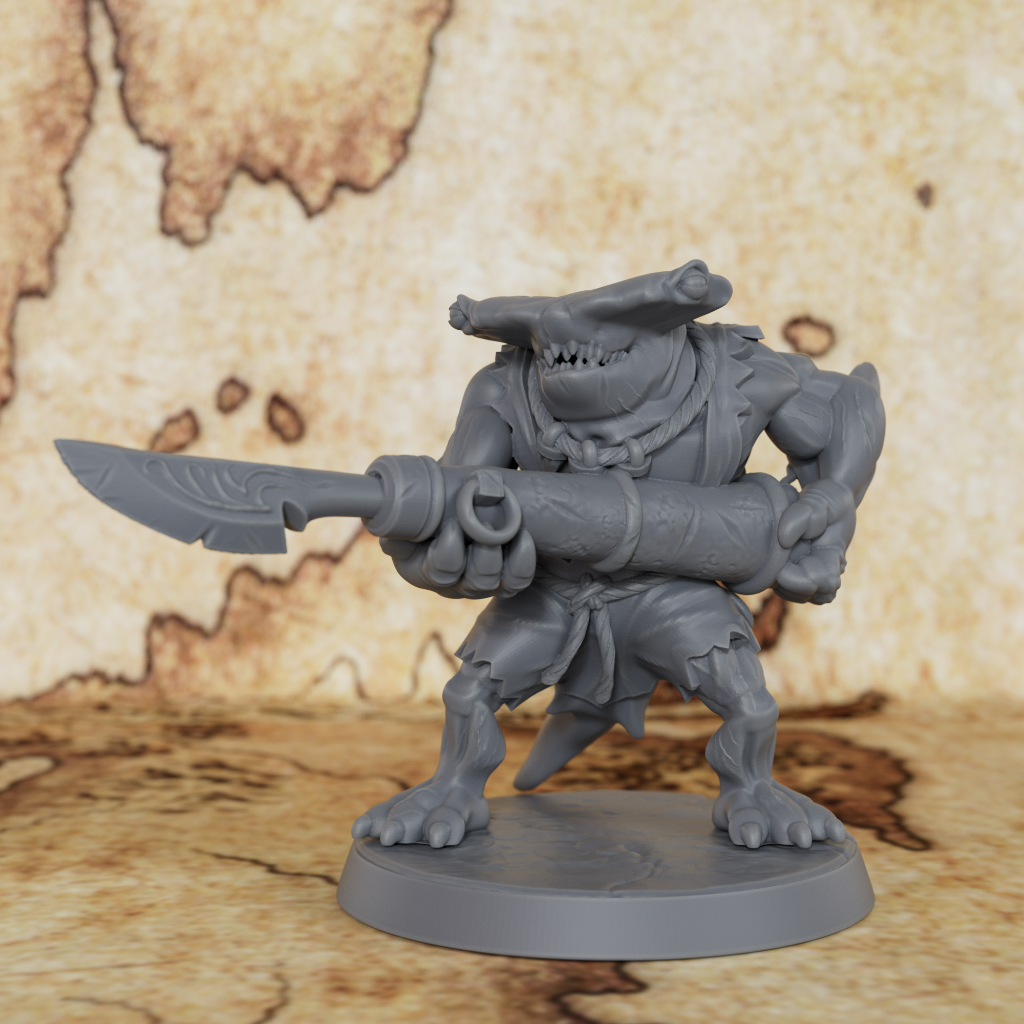 Board Game Idea - TTRPG Shark with Harpoon Miniature -