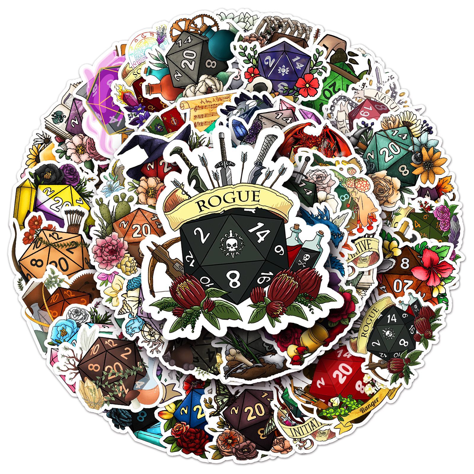50PCS Polyhedral Dice Stickers - مراجعة Board Game Quote وسعره