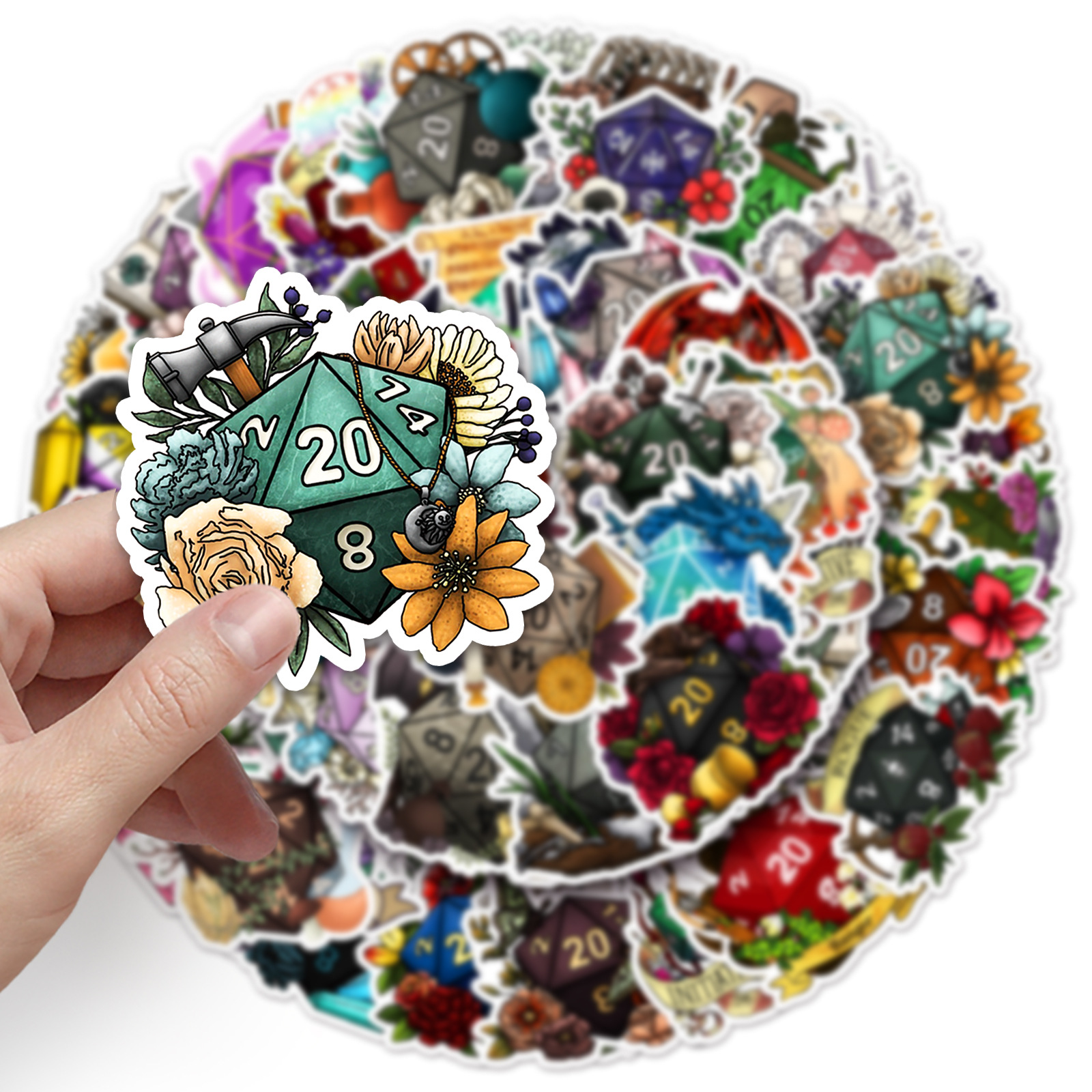 50PCS Polyhedral Dice Stickers - مراجعة Board Game Quote وسعره