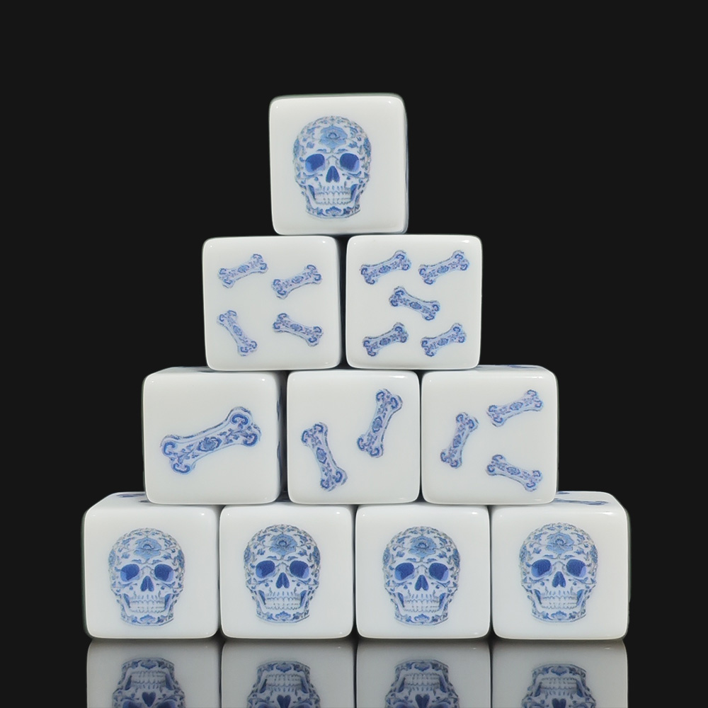 12Pcs 16MM Blue Floral Skull A - مراجعة Board Game Print وسعره