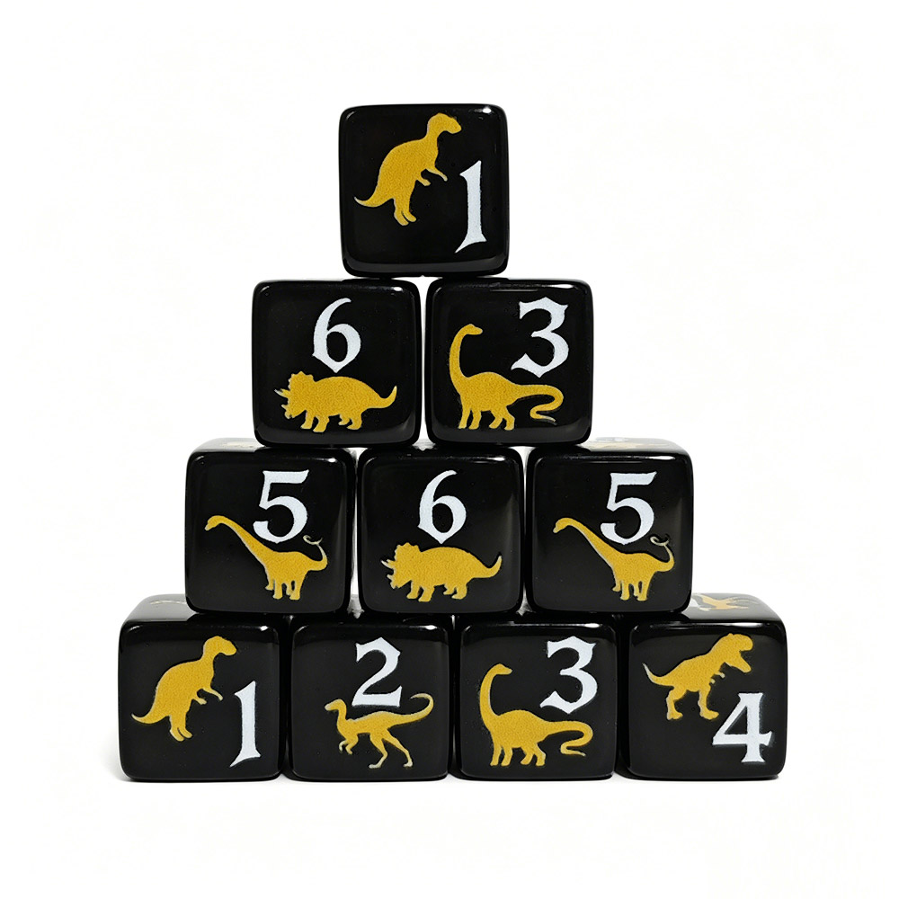 12PCS Black & Yellow Dinosaur  - مراجعة Board Game Print وسعره