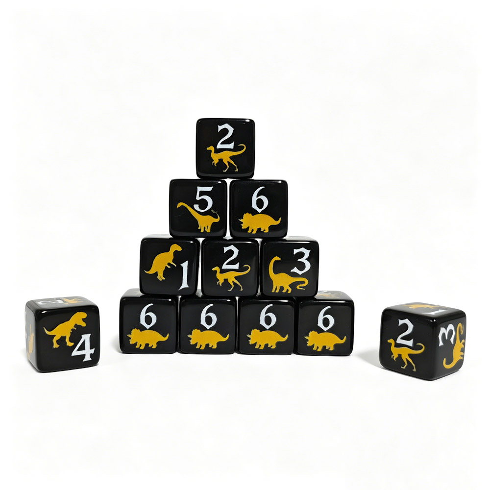 12PCS Black & Yellow Dinosaur  - مراجعة Board Game Print وسعره