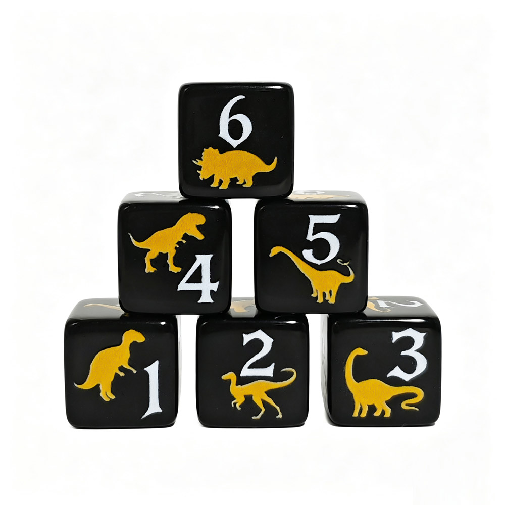 12PCS Black & Yellow Dinosaur  - مراجعة Board Game Print وسعره